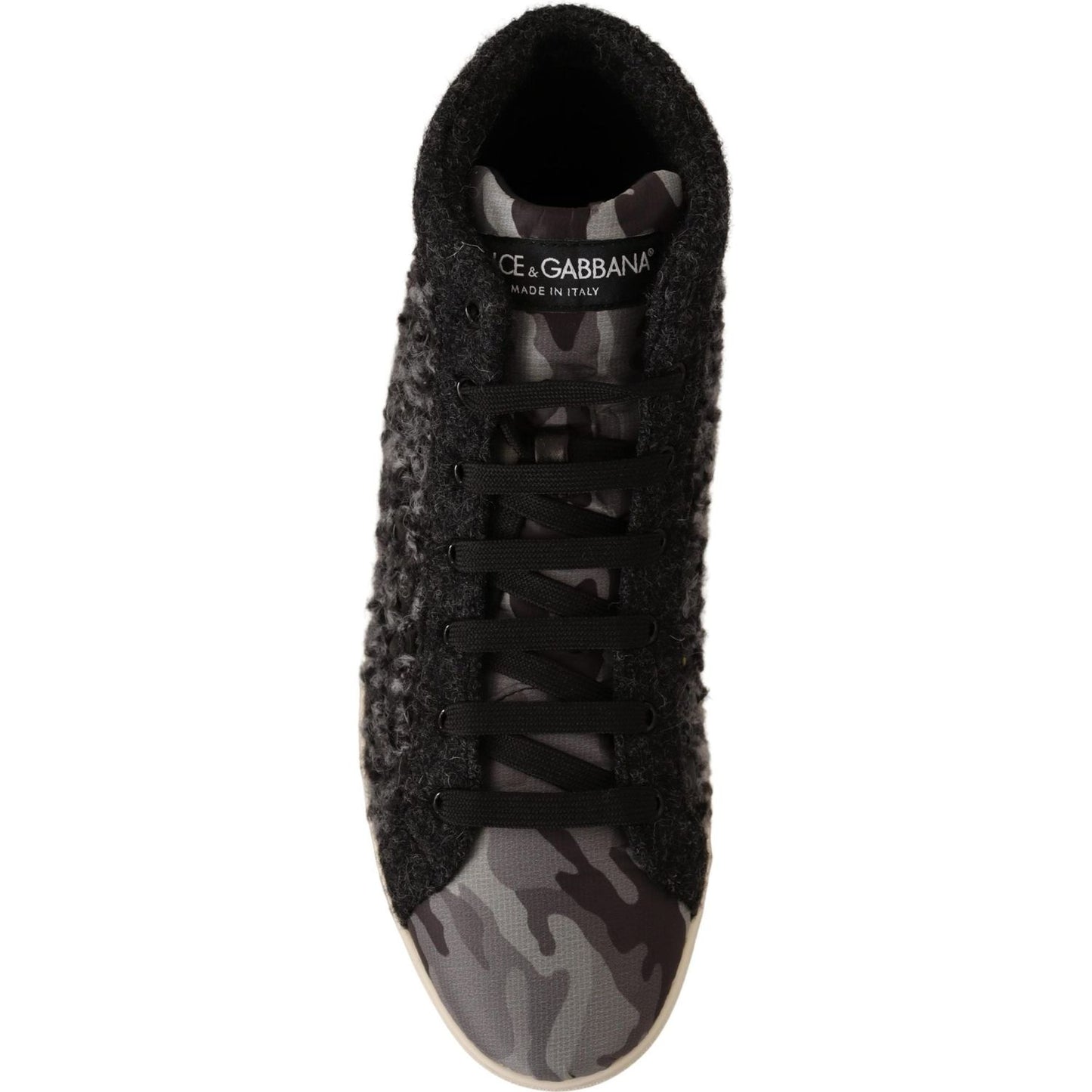 Dolce & Gabbana Elegant Gray High Top Sneakers MAN SNEAKERS gray-black-wool-cotton-high-top-sneakers