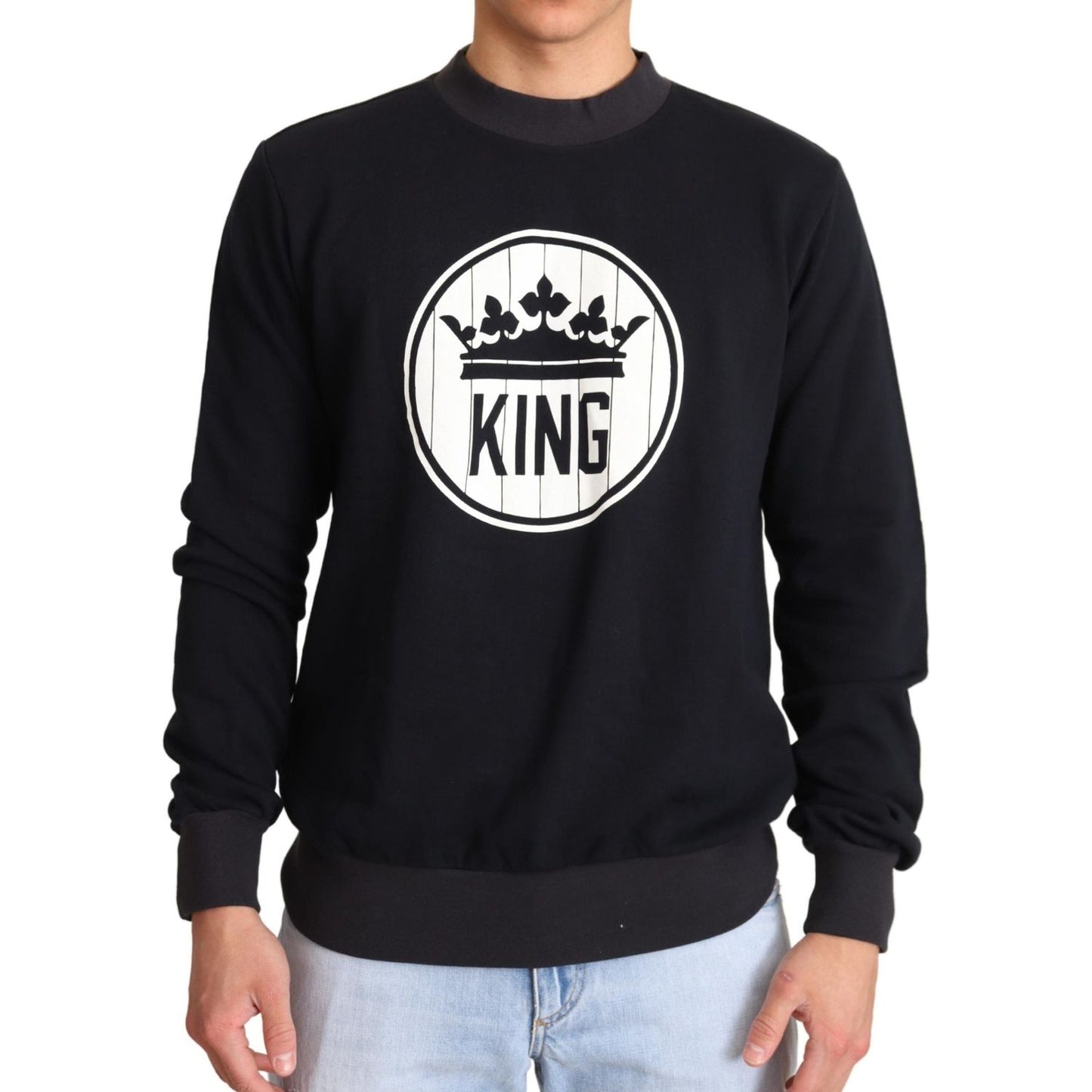 Dolce & Gabbana Blue Crown King Cotton Pullover Sweater blue-crown-king-cotton-pullover-sweater IMG_9344-scaled-479d3cf1-32c.jpg