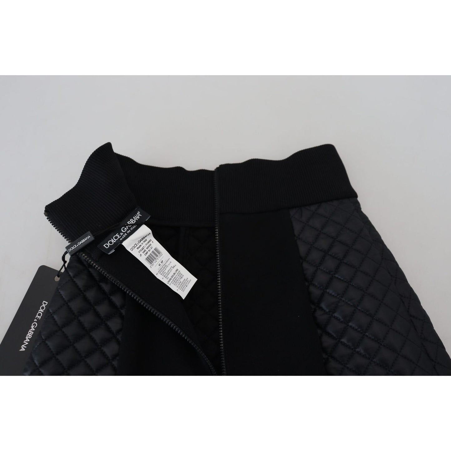 Dolce & Gabbana Elegant High Waist Designer Shorts black-quilted-high-waist-hot-pants-shorts