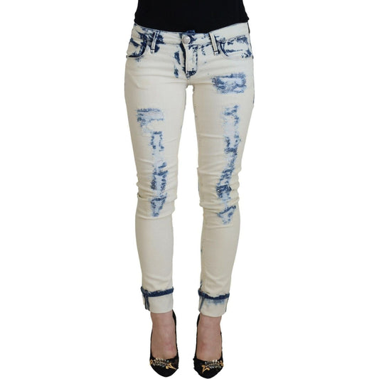 Acht Chic Low Waist Tattered Skinny Jeans white-blue-cotton-skinny-women-tattered-denim-jeans