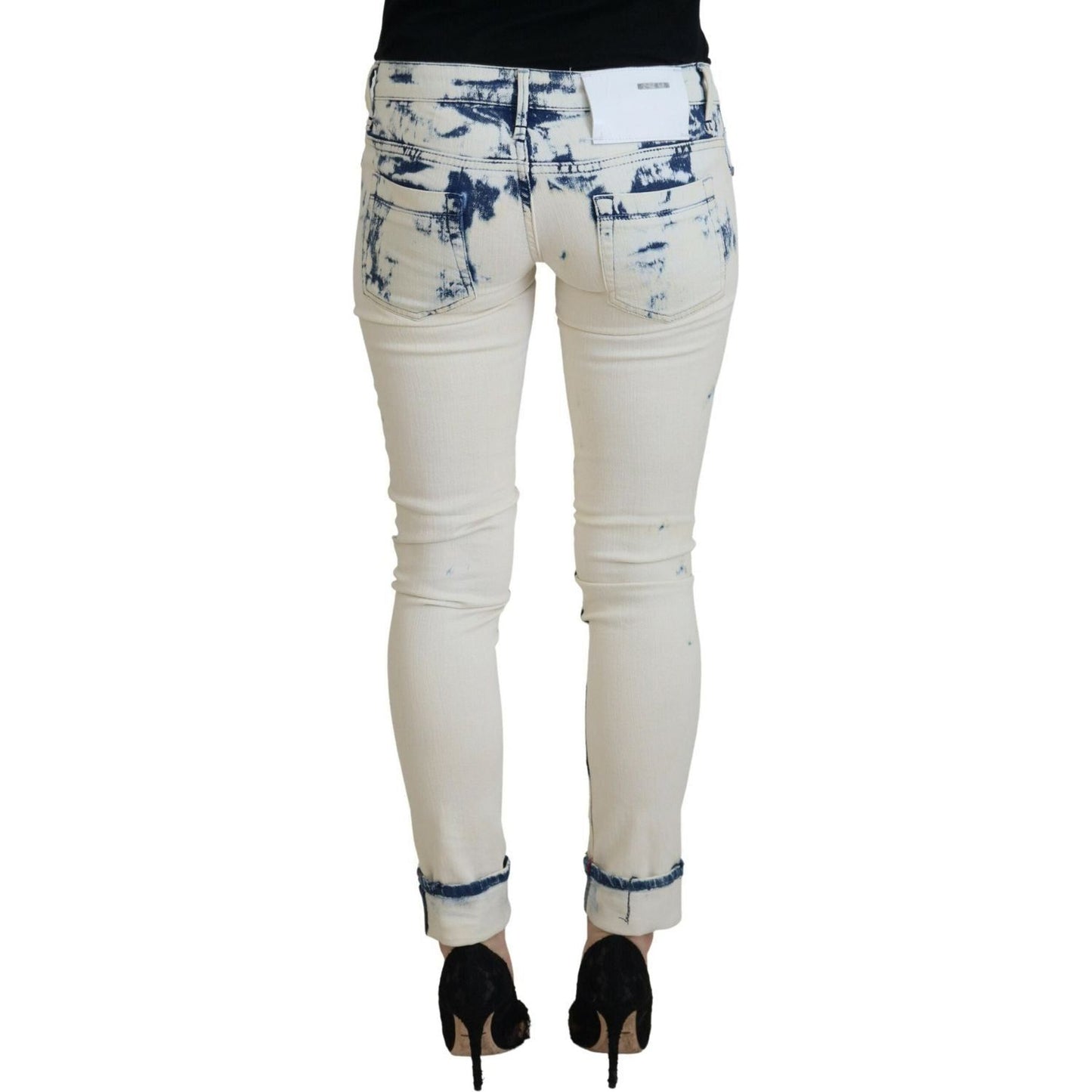 Acht Chic Low Waist Tattered Skinny Jeans white-blue-cotton-skinny-women-tattered-denim-jeans