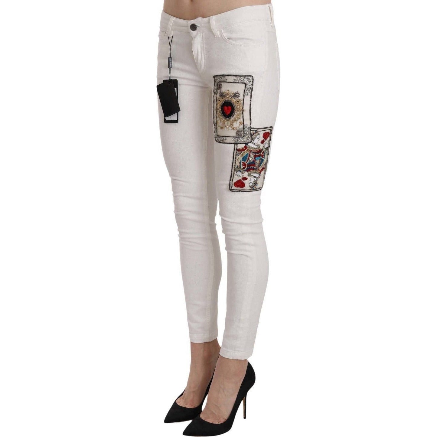 Dolce & Gabbana Queen Of Hearts Embellished Skinny Pants queen-of-hearts-crystal-skinny-jeans