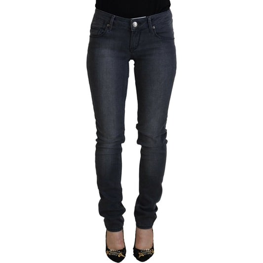 Acht Chic Gray Low Waist Skinny Jeans gray-cotton-skinny-low-waist-women-casual-denim-jeans