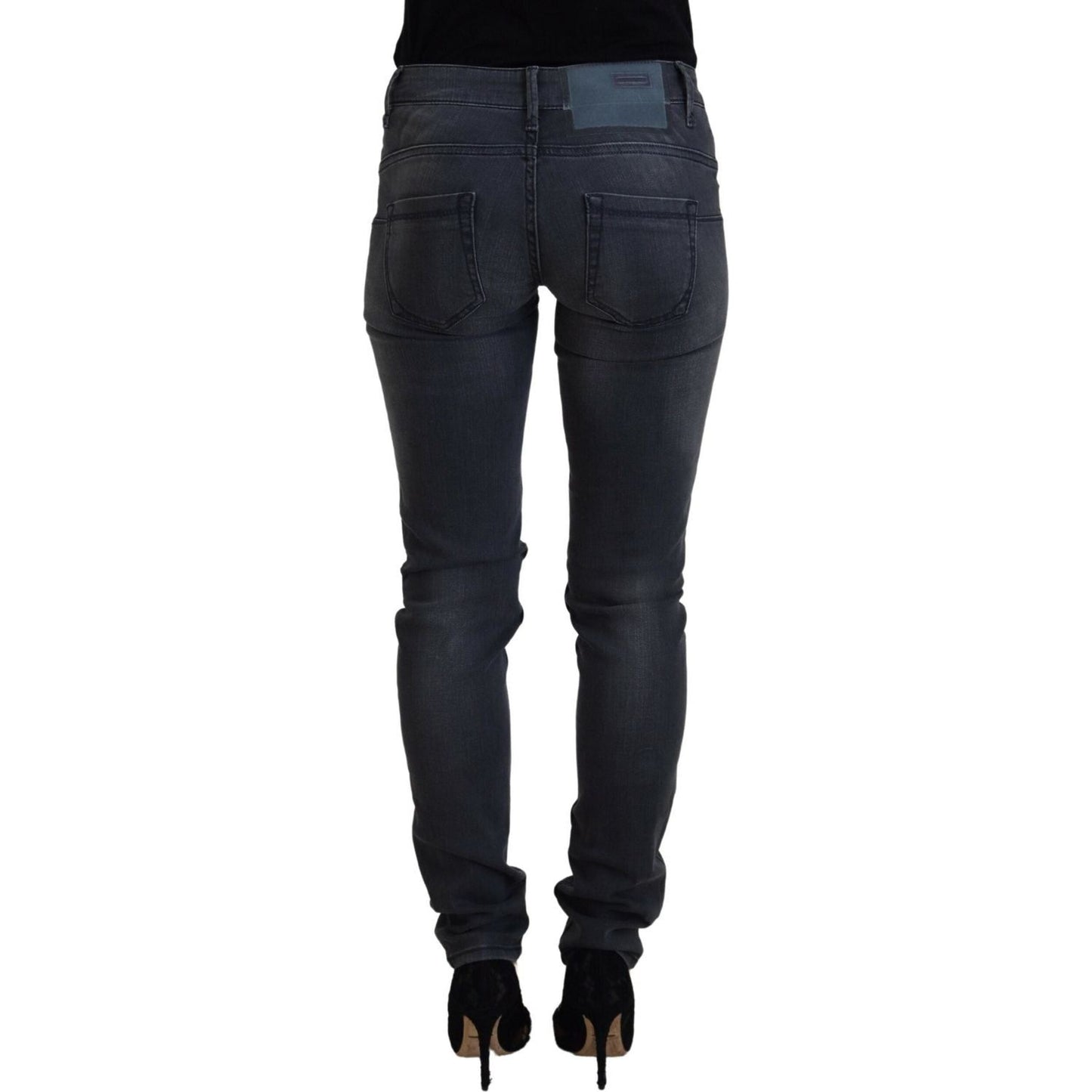 Acht Chic Gray Low Waist Skinny Jeans gray-cotton-skinny-low-waist-women-casual-denim-jeans