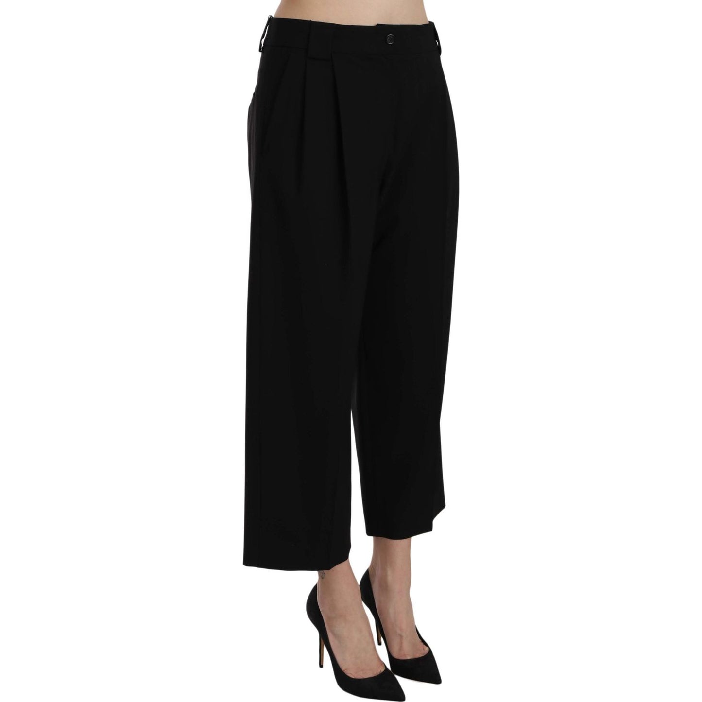 Dolce & Gabbana Elegant Black Cotton Trousers black-print-trousers-pants Jeans & Pants