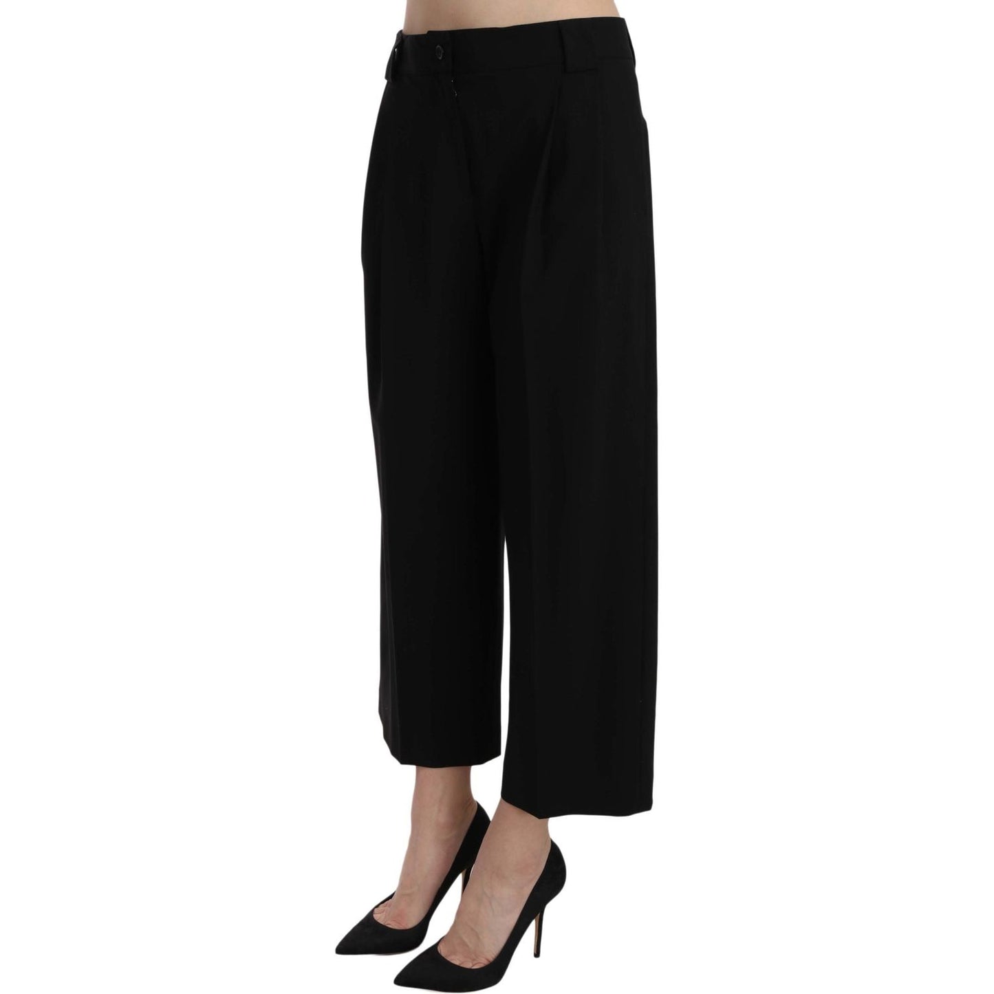 Dolce & Gabbana Elegant Black Cotton Trousers black-print-trousers-pants Jeans & Pants