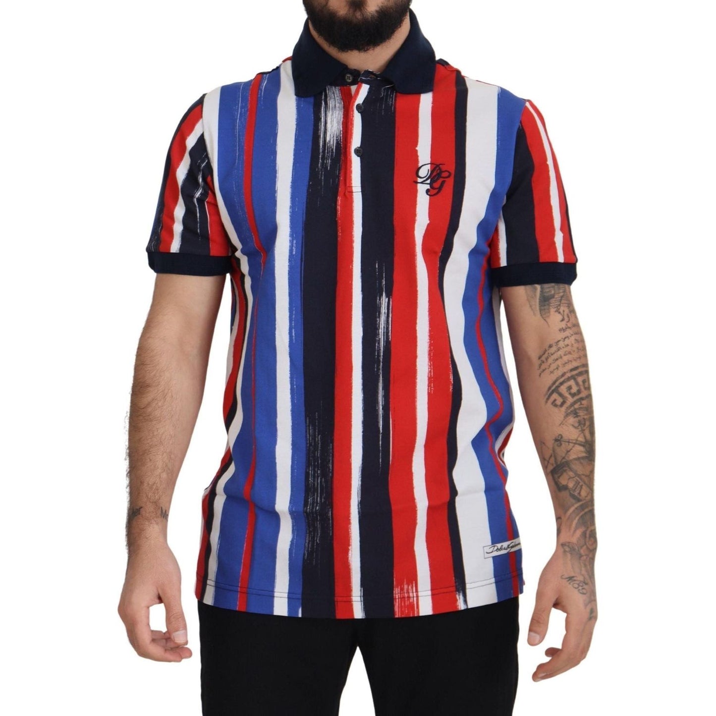 Dolce & GabbanaElegant Striped Cotton Polo T-shirtMcRichard Designer Brands£379.00