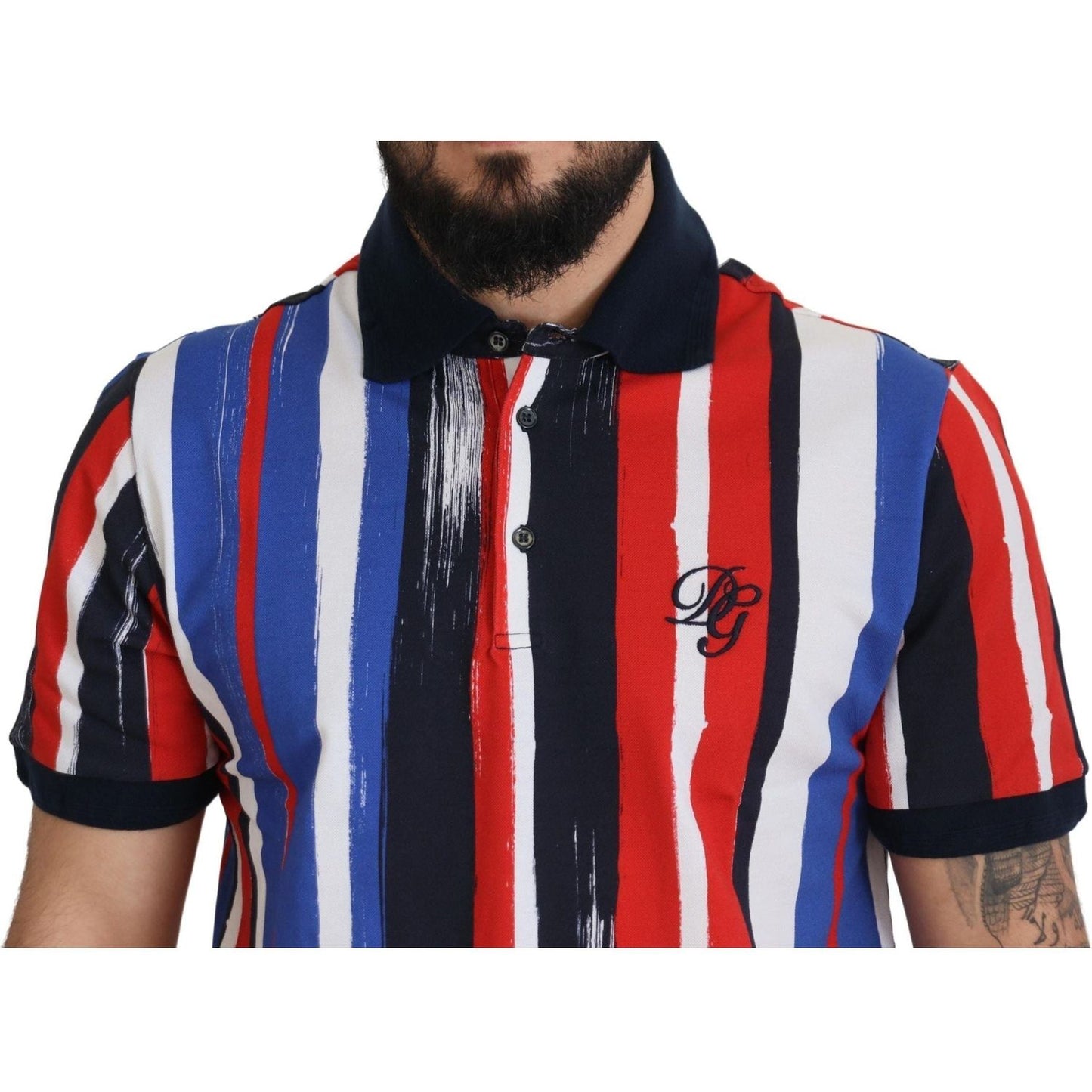 Dolce & Gabbana Elegant Striped Cotton Polo T-shirt multicolor-cotton-polo-top-t-shirt