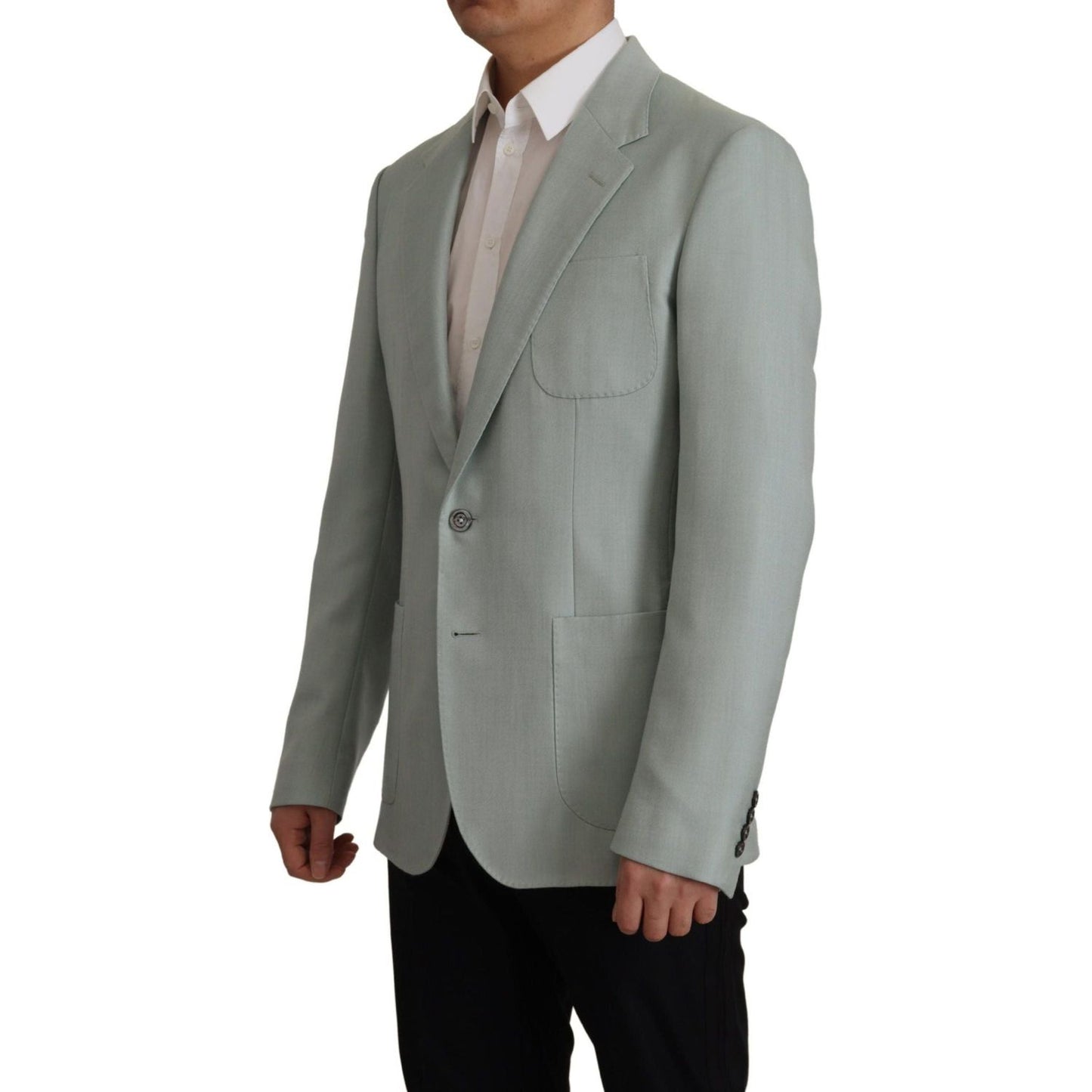 Dolce & Gabbana Elegant Slim Fit Cashmere Silk Blazer Jacket light-green-cashmere-silk-blazer