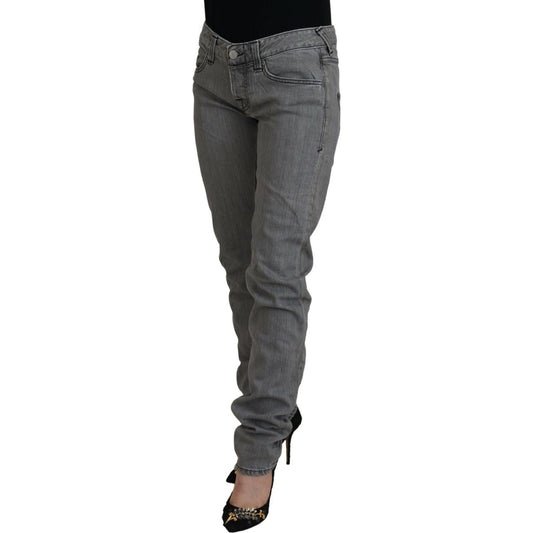 Care Label Chic Low Waist Skinny Gray Jeans gray-washed-cotton-skinny-women-casual-denim-jeans