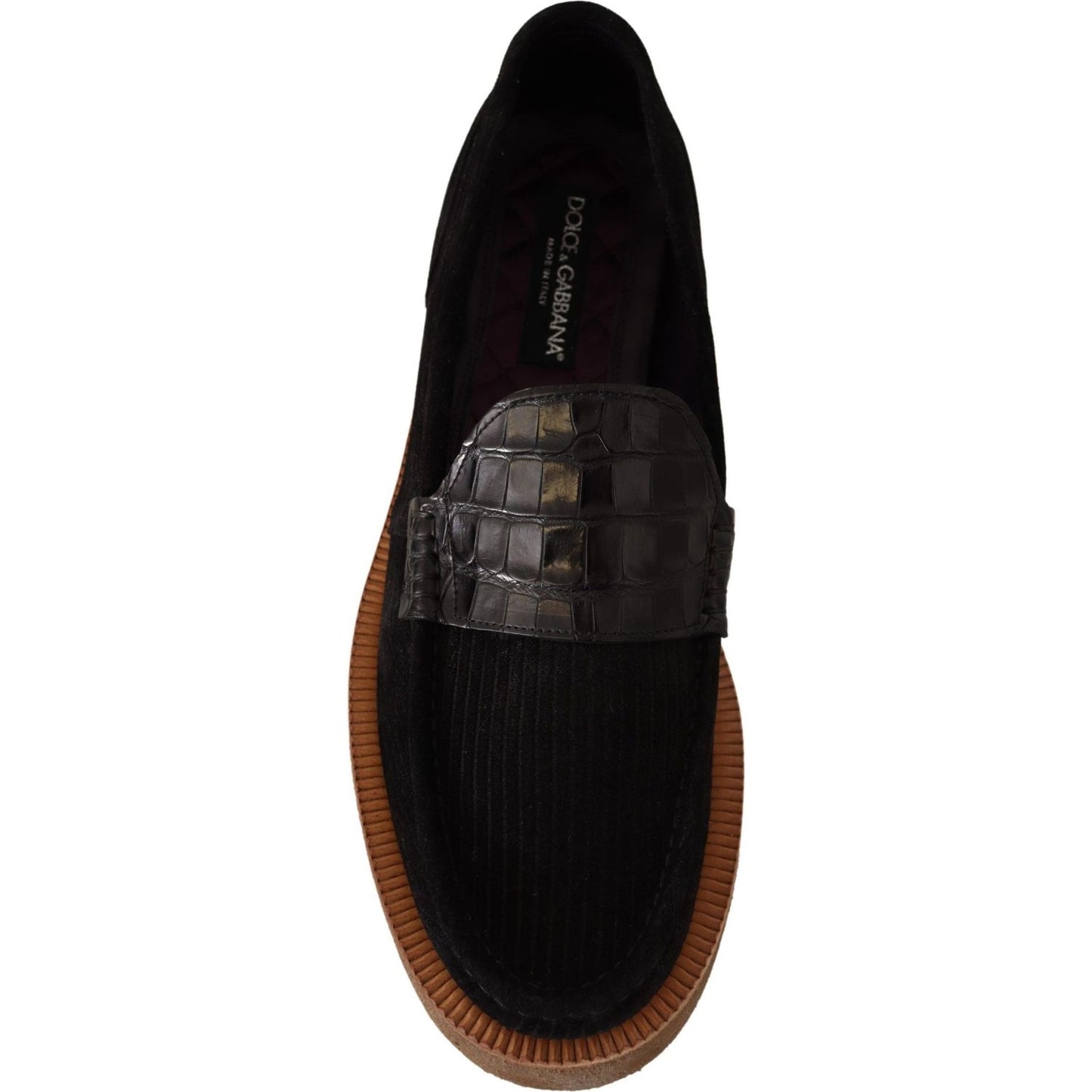 Dolce & Gabbana Elegant Black Alligator Leather Loafers black-fox-leather-moccasins-loafers-shoes IMG_9416-scaled-5d811116-974.jpg
