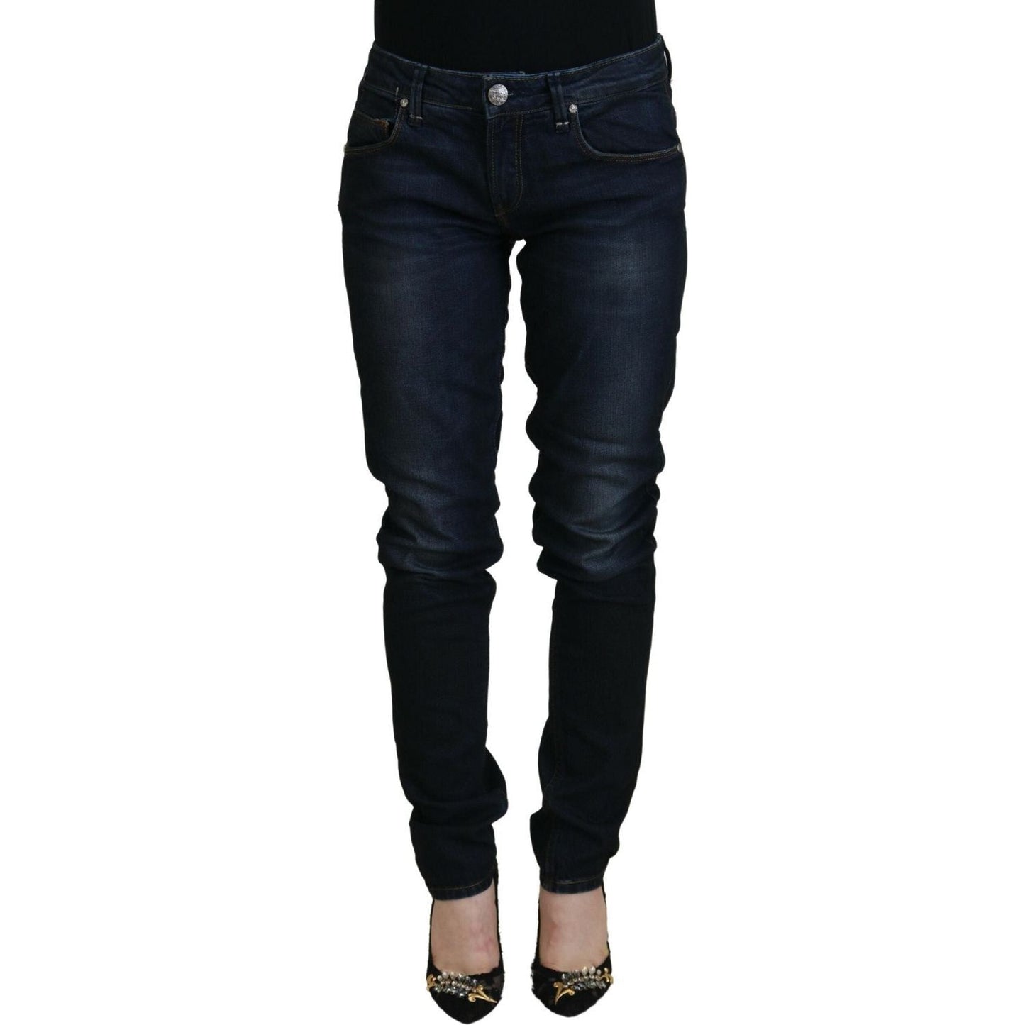 Acht Chic Low Waist Denim Skinny Jeans blue-cotton-skinny-low-waist-women-casual-denim-jeans