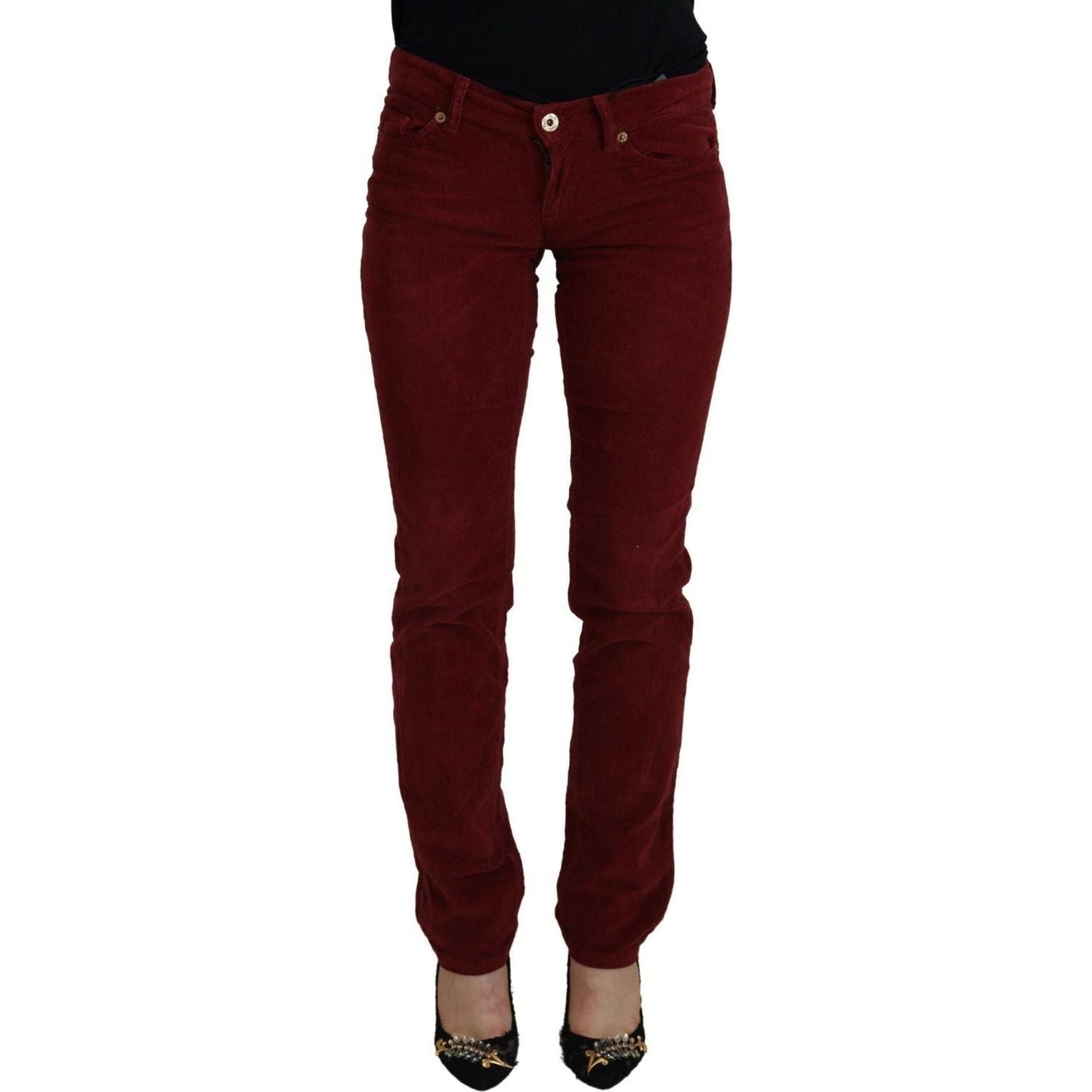 Dolce & Gabbana Chic Maroon Corduroy Pants maroon-corduroy-slim-fit-women-casual-pants