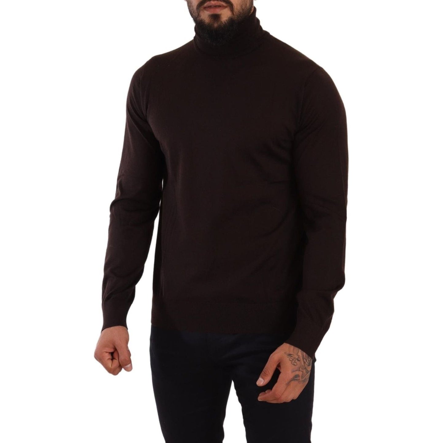 Dolce & Gabbana Elegant Cashmere Turtleneck Sweater Suit brown-cashmere-turtleneck-pullover-sweater-2