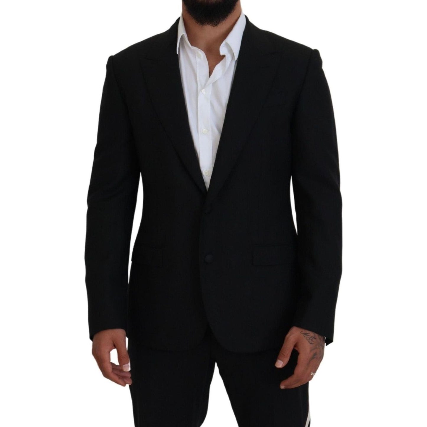 Dolce & Gabbana Elegant Single-Breasted Wool Blend Blazer black-wool-stretch-slim-fit-jacket-blazer