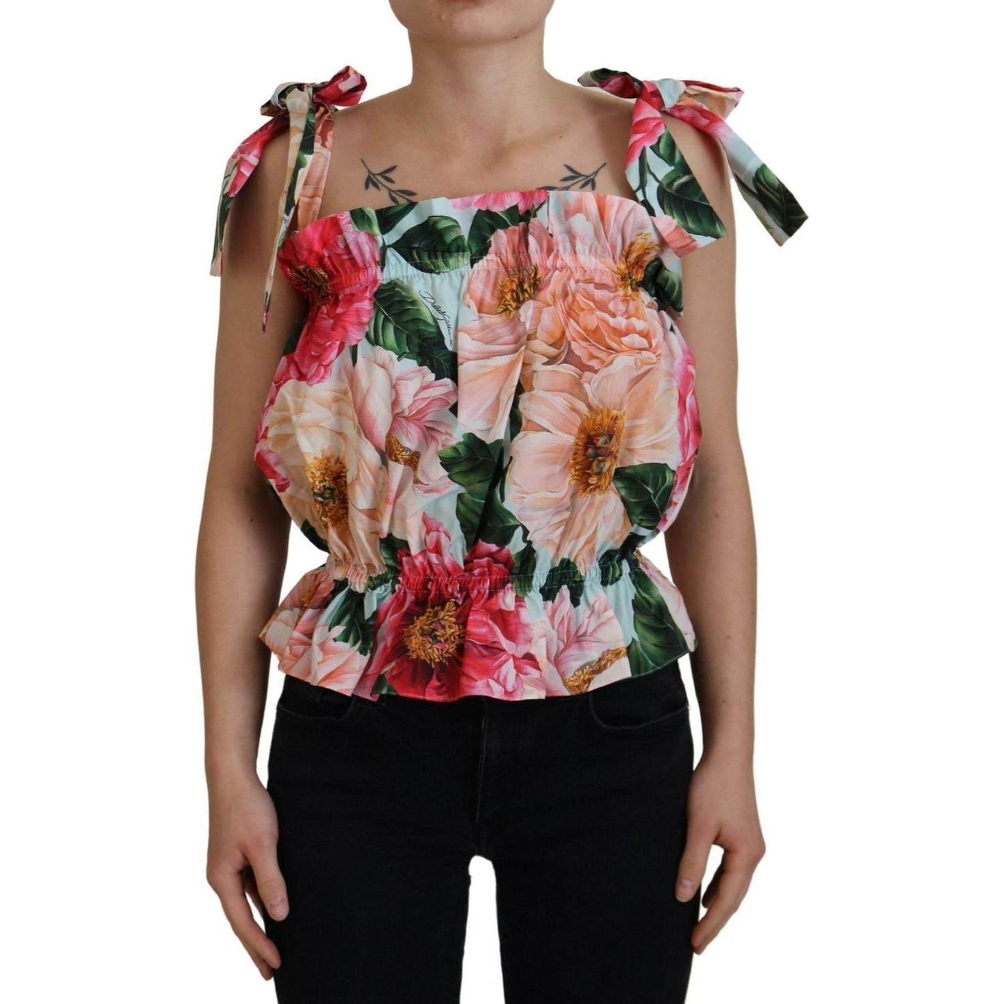 Dolce & Gabbana Elegant Floral Print Sleeveless Tank Top multicolor-floral-print-sleeveless-tank-top
