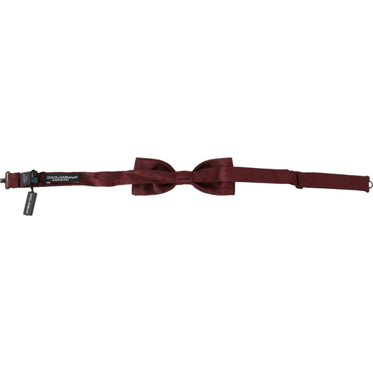 Dolce & Gabbana Elegant Maroon Silk Bow Tie Bow Tie men-maroon-100-silk-faille-adjustable-men-neck-bow-tie