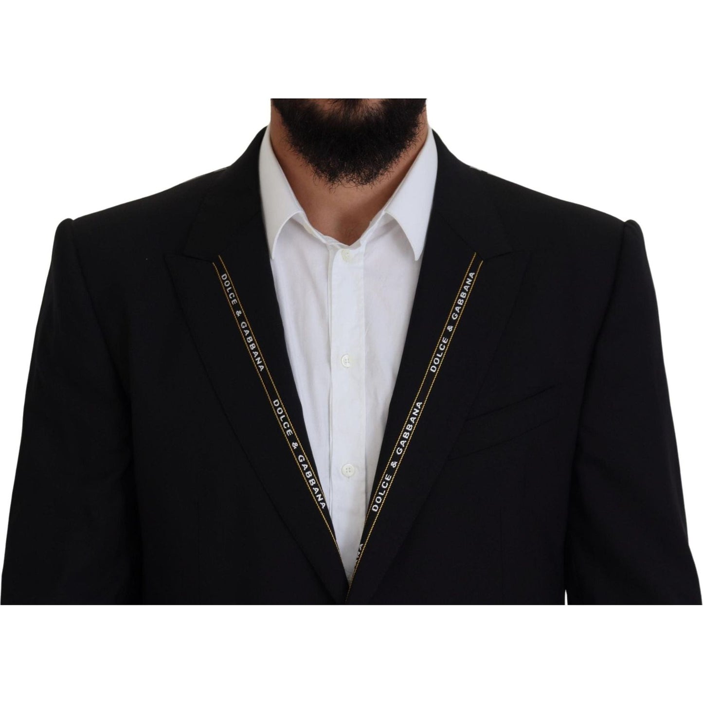Dolce & Gabbana Sicilian Style Black Single Breasted Blazer black-wool-stretch-slim-fit-jacket-blazer-1