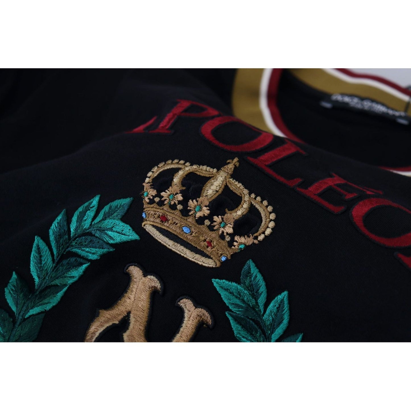 Dolce & Gabbana Iconic Black Cotton Crew Neck Tee black-cotton-embroidered-crewneck-t-shirt
