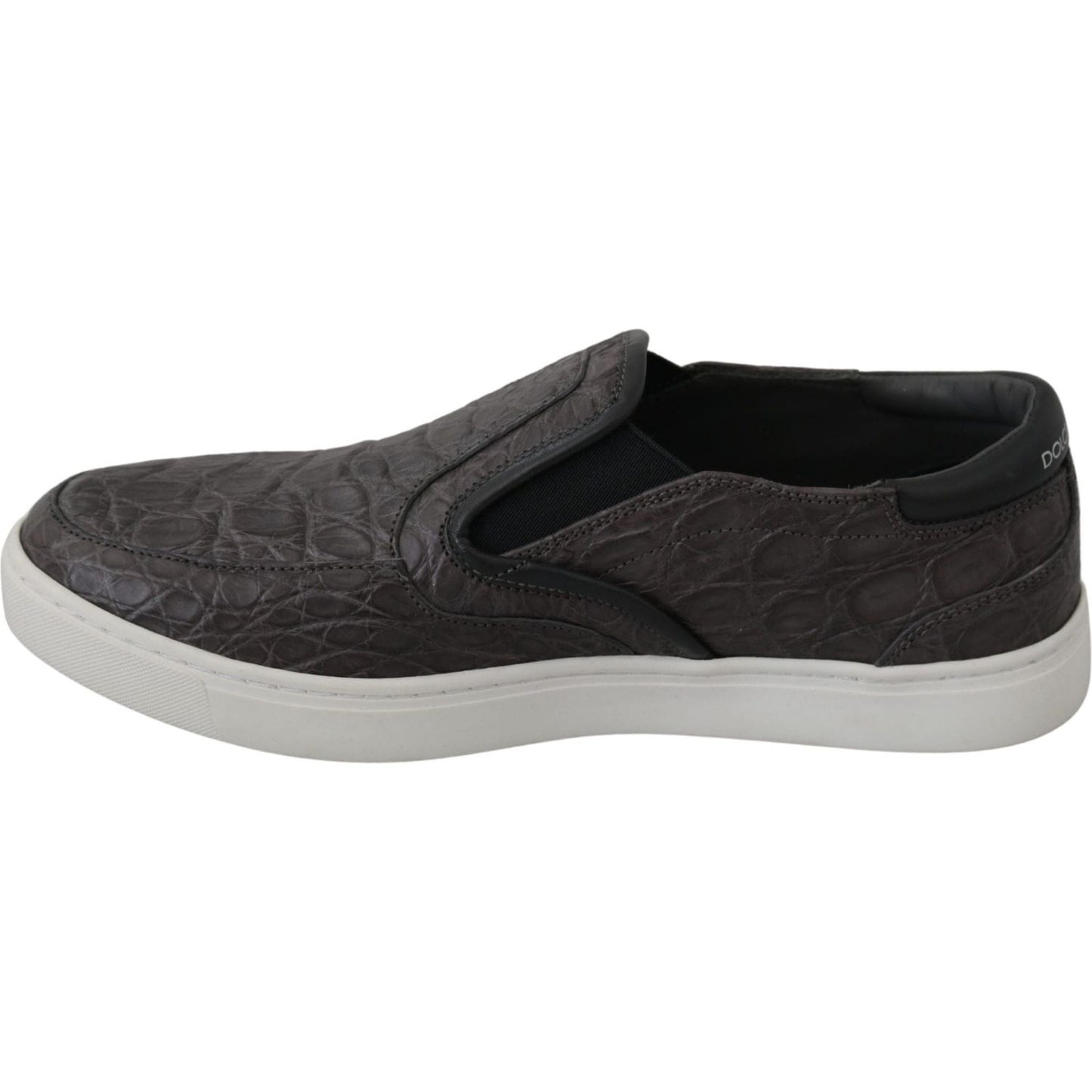 Dolce & Gabbana Elegant Gray Caiman Leather Loafers gray-leather-flat-caiman-mens-loafers-shoes