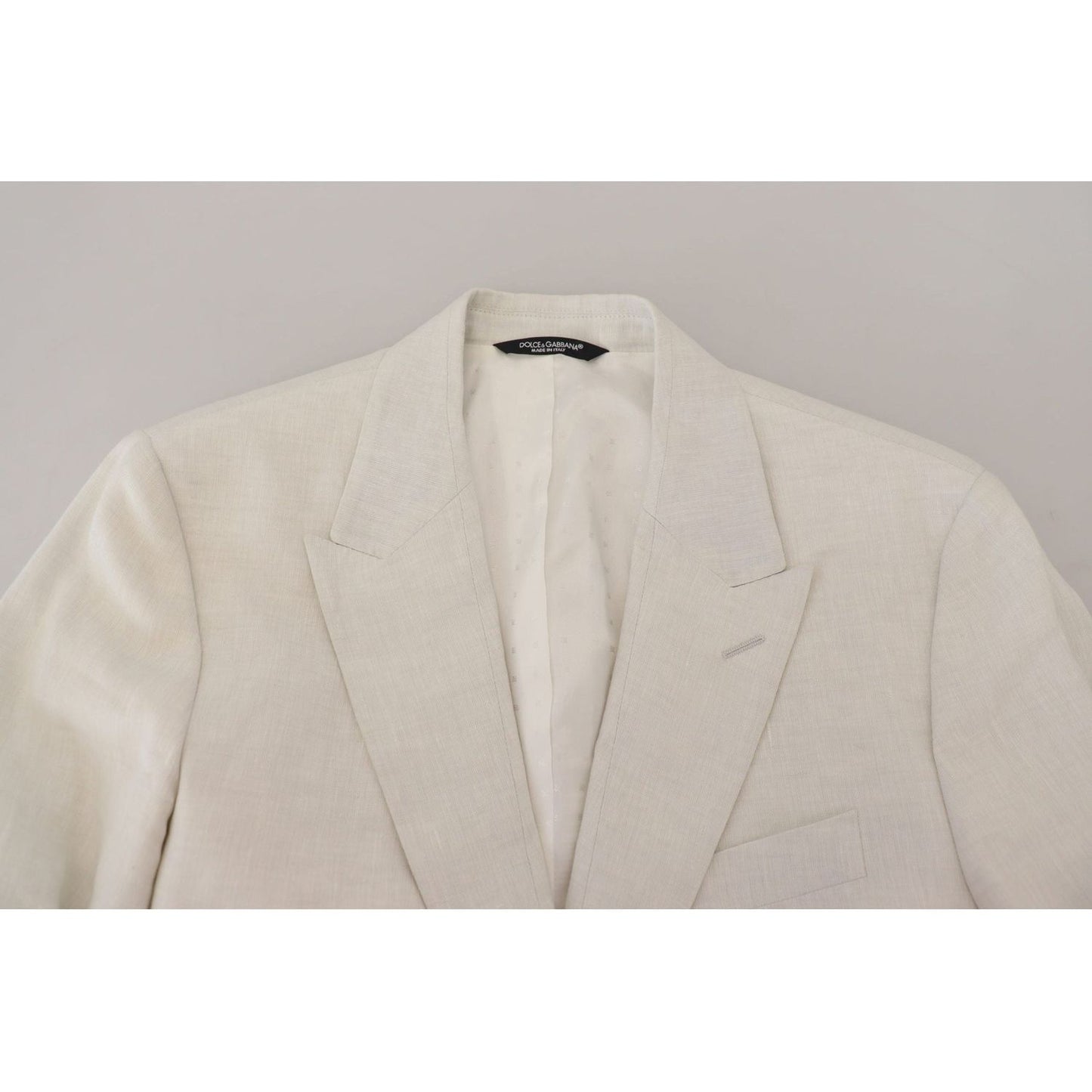 Dolce & Gabbana Elegant White Sicilia Single Breasted Blazer white-linen-slim-fit-jacket-blazer