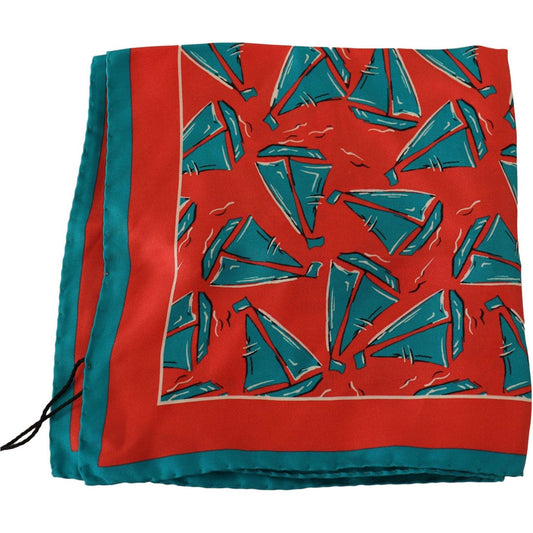 Dolce & Gabbana | Orange Boat Print Silk Square Handkerchief Scarf Scarves | McRichard Designer Brands