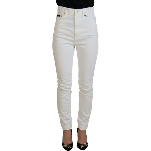 Dolce & Gabbana Svelte High Waist Slim Jeans in Off White off-white-high-waist-skinny-denim-cotton-jeans
