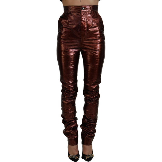 Dolce & Gabbana High Waist Skinny Jeans in Metallic Bronze metallic-bronze-high-waist-skinny-jeans