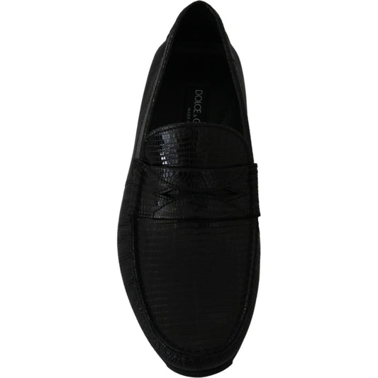 Dolce & Gabbana Exquisite Black Lizard Leather Loafers black-lizard-leather-flat-loafers-shoes IMG_9563-1762f3c9-605.jpg