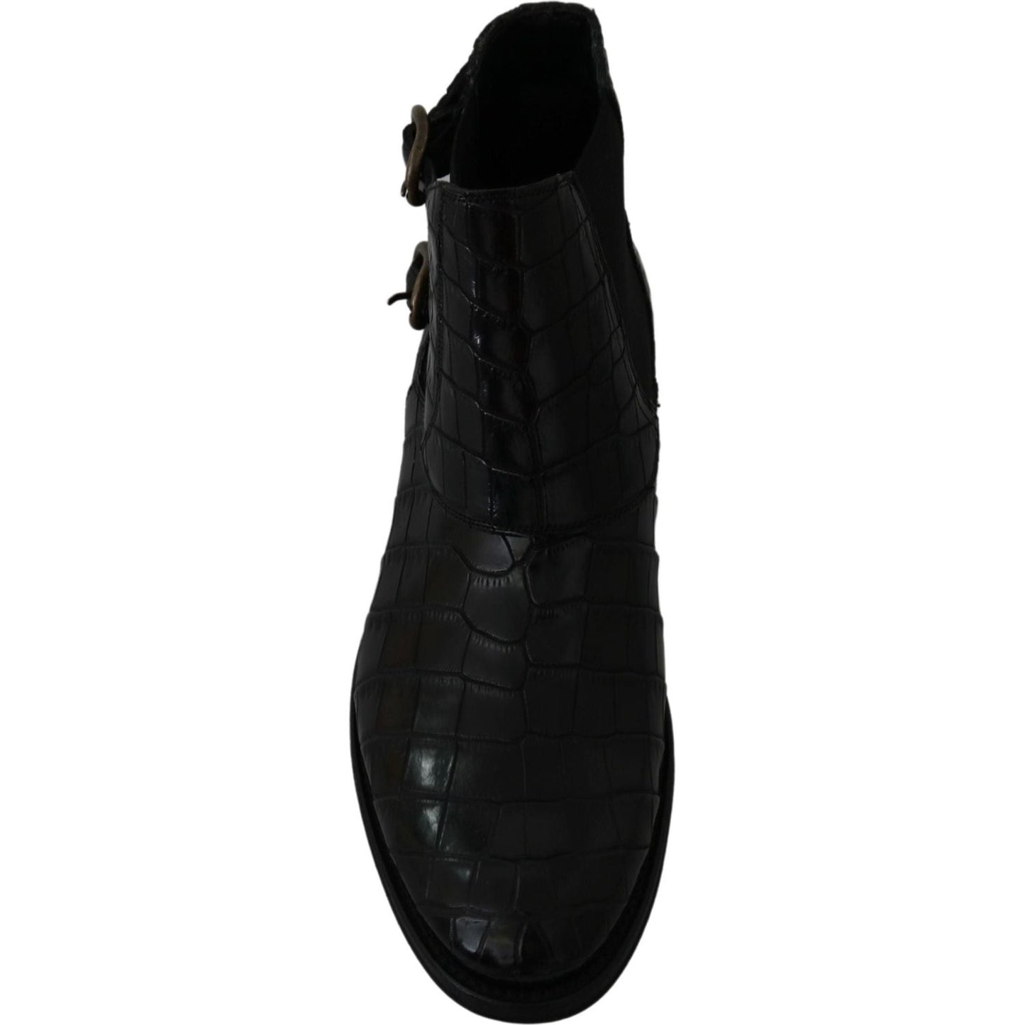 Dolce & Gabbana Elegant Derby Brogue Boots in Exotic Leather black-crocodile-leather-derby-boots-shoes