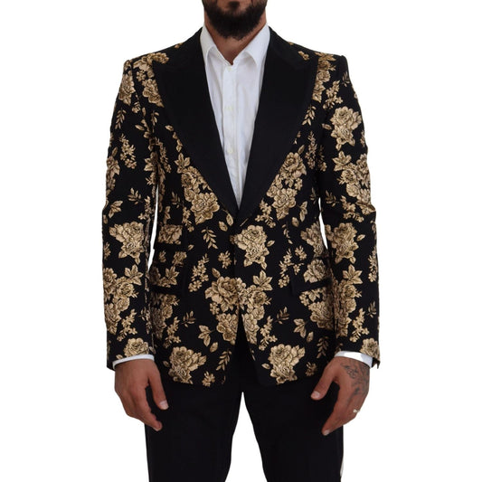 Dolce & Gabbana Floral Embroidered Evening Blazer black-gold-floral-embroidered-jacket-blazer