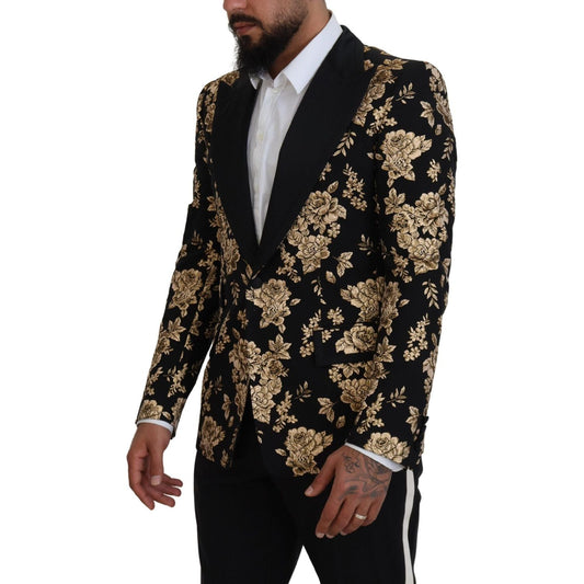 Dolce & Gabbana Floral Embroidered Evening Blazer black-gold-floral-embroidered-jacket-blazer