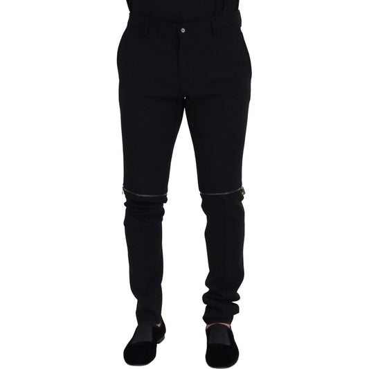 Dolce & Gabbana Elegant Black Virgin Wool Trousers black-wool-convertible-men-pants