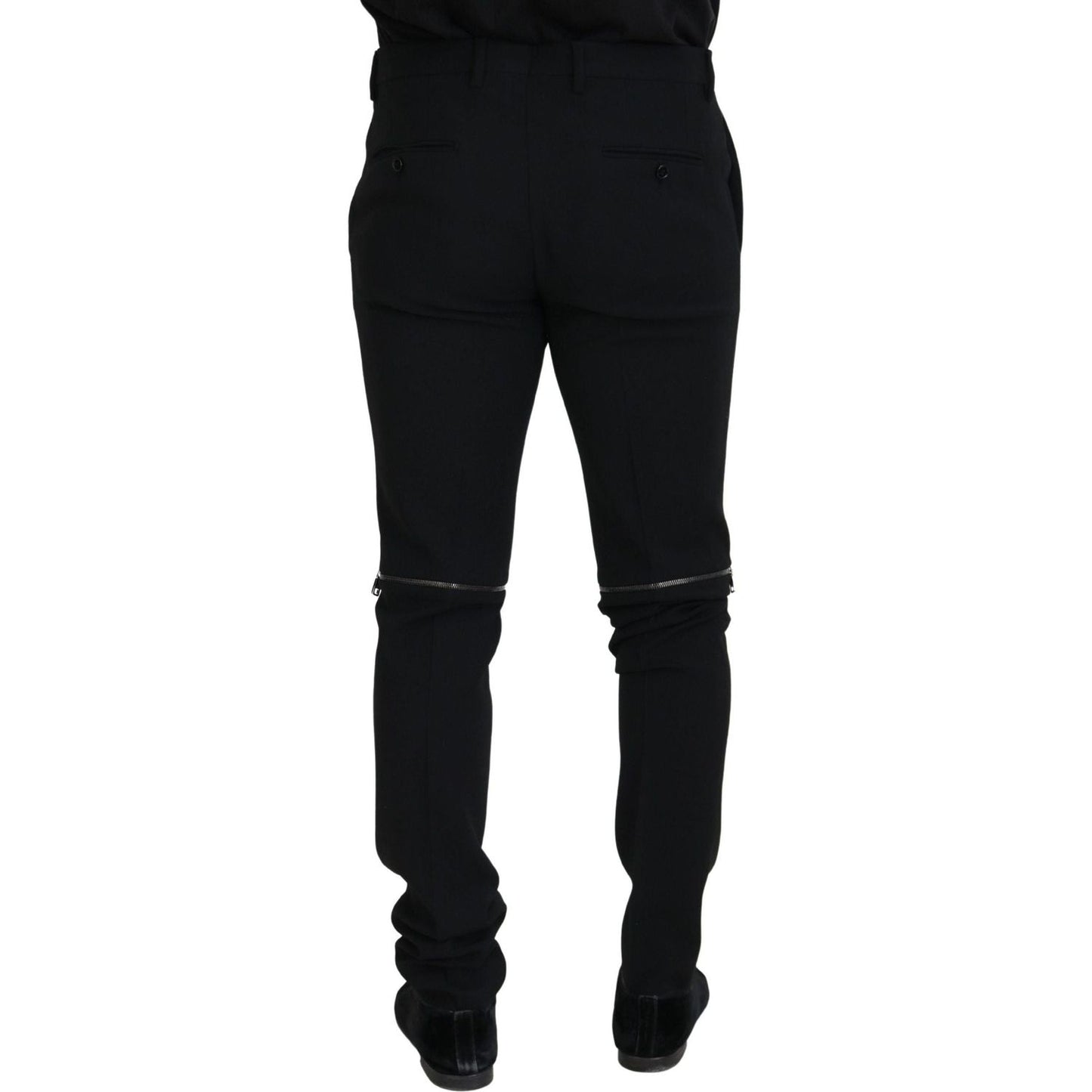 Dolce & Gabbana Elegant Black Virgin Wool Trousers black-wool-convertible-men-pants