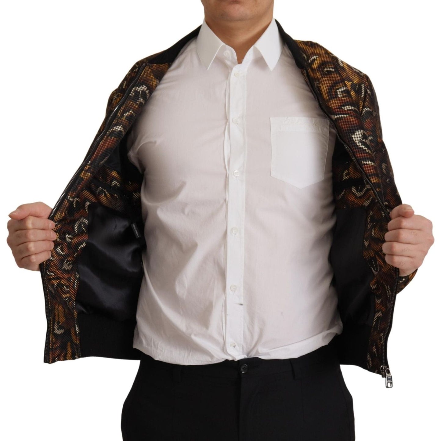 Dolce & Gabbana Elegant Brown Blouson Jacket brown-feather-full-zip-blouson-jacket