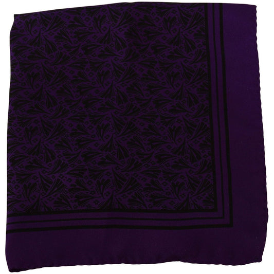 Dolce & Gabbana Elegant Silk Pocket Square in Purple Scarves purple-patterned-square-handkerchief-scarf