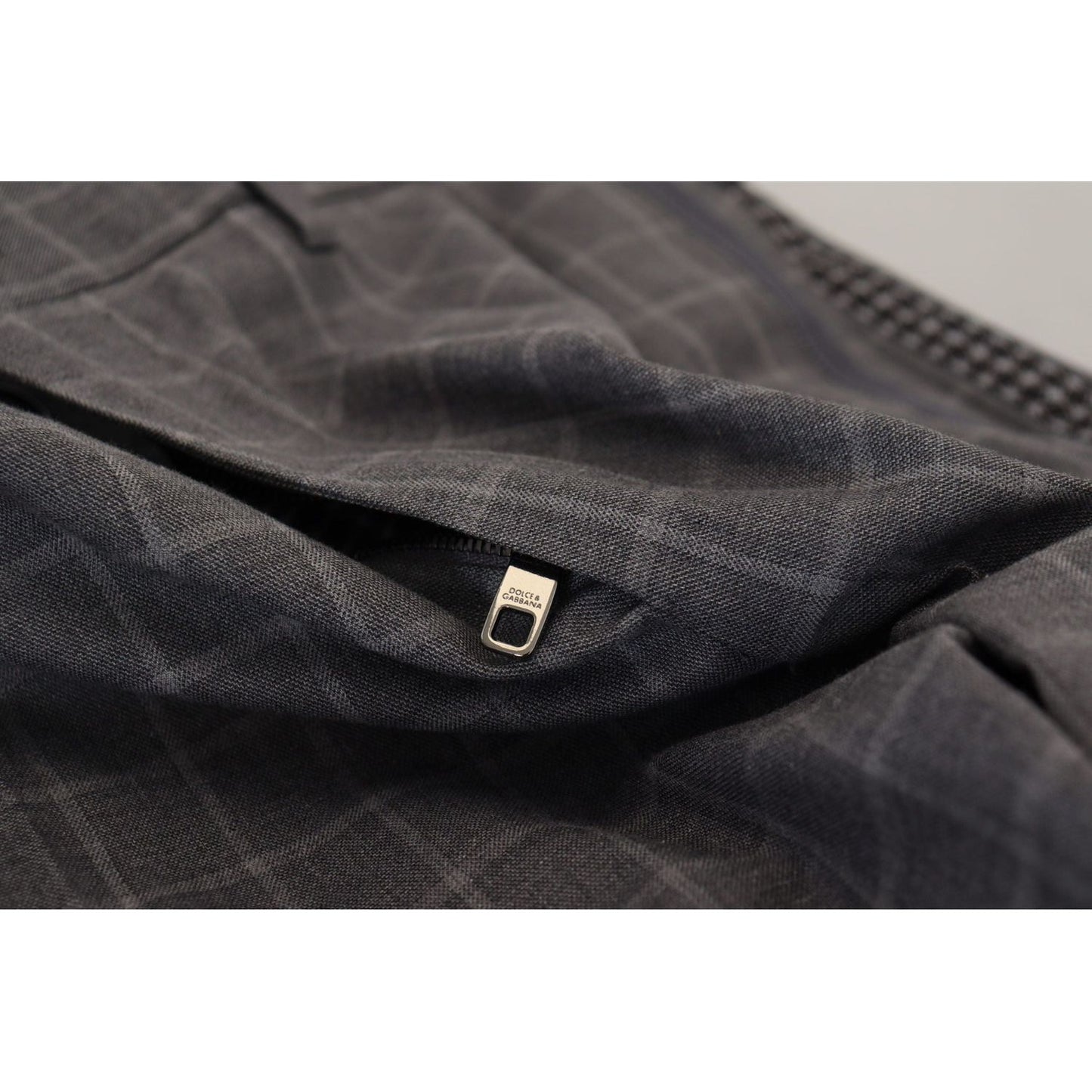 Dolce & Gabbana Grey Cotton Checkered Chino Pants grey-cotton-checkered-chino-pants