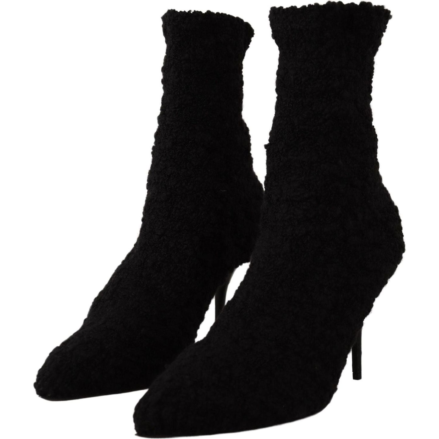 Dolce & Gabbana Elegant Black Mid-Calf Viscose Boots black-stiletto-heels-mid-calf-women-boots
