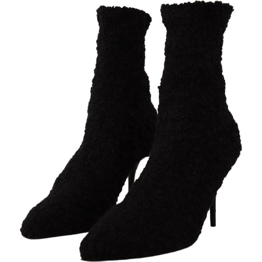 Dolce & Gabbana Elegant Black Mid-Calf Viscose Boots black-stiletto-heels-mid-calf-women-boots IMG_9608-2ae8c5fa-a80.jpg