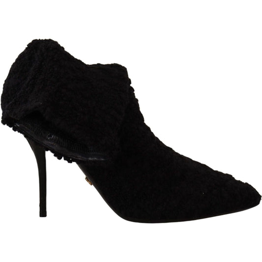 Dolce & Gabbana Elegant Black Mid-Calf Viscose Boots black-stiletto-heels-mid-calf-women-boots IMG_9611-scaled-5e6c3a03-3c0.jpg