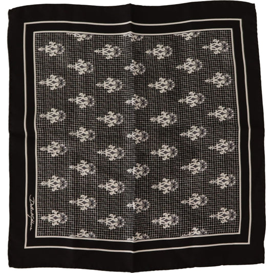 Dolce & Gabbana Elegant Silk Pocket Square Handkerchief Scarves black-patterned-square-men-handkerchief-scarf IMG_9613-scaled-a94fe71d-38a.jpg