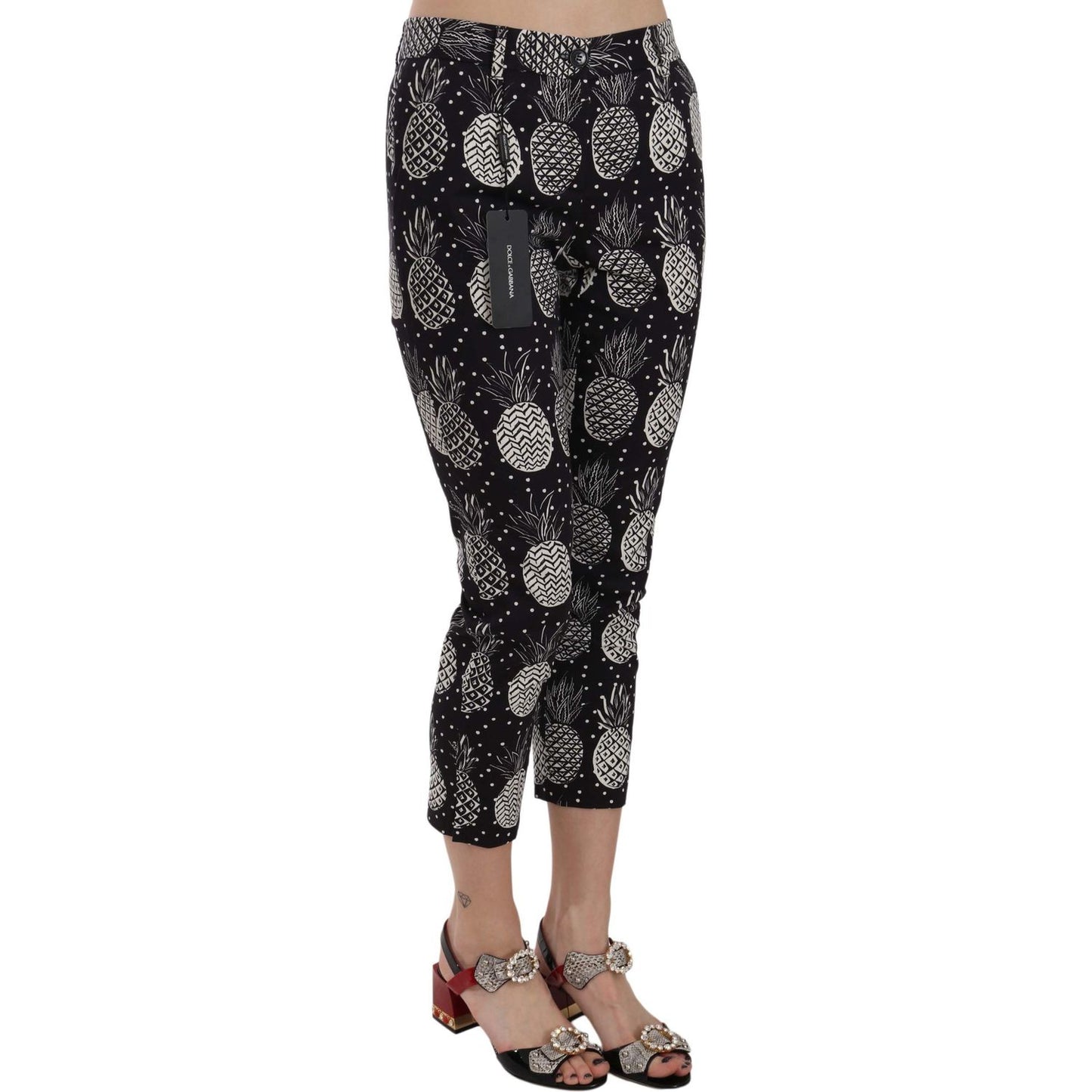 Dolce & Gabbana Chic Black Pineapple Print Skinny Capri Pants Jeans & Pants black-pineapple-print-skinny-capri-pants IMG_9613-scaled-bb87516b-2b0.jpg