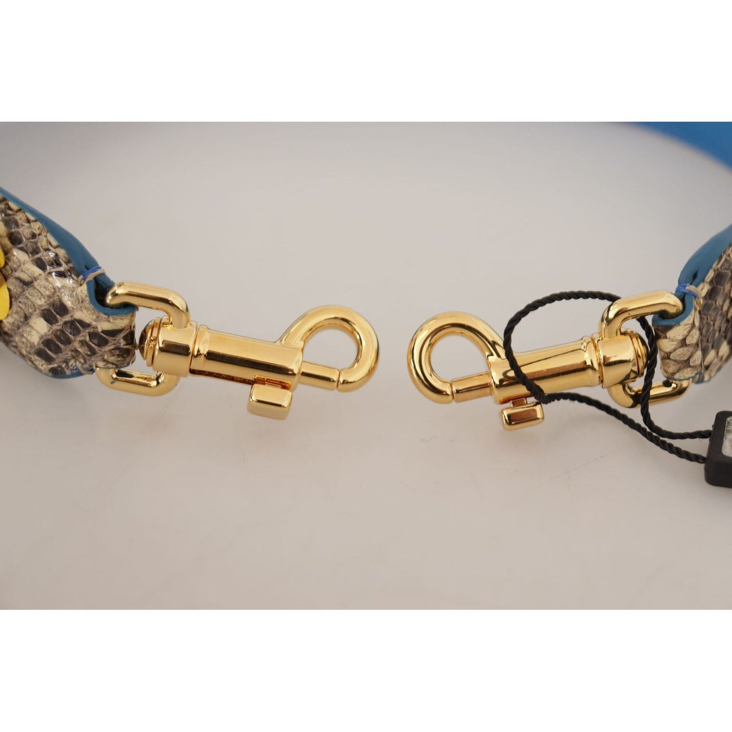 Dolce & Gabbana Elegant Beige Python Leather Shoulder Strap beige-python-leather-floral-studded-shoulder-strap-1