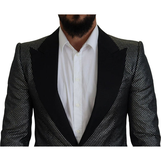 Dolce & Gabbana Elegant Jacquard Single Breasted Blazer black-silver-jacquard-slim-fit-jacket-blazer IMG_9620-scaled-20c7f61b-4c0.jpg