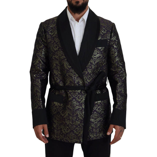 Dolce & Gabbana Gold Jacquard Robe Jacket gold-purple-baroque-jacket-blazer-robe