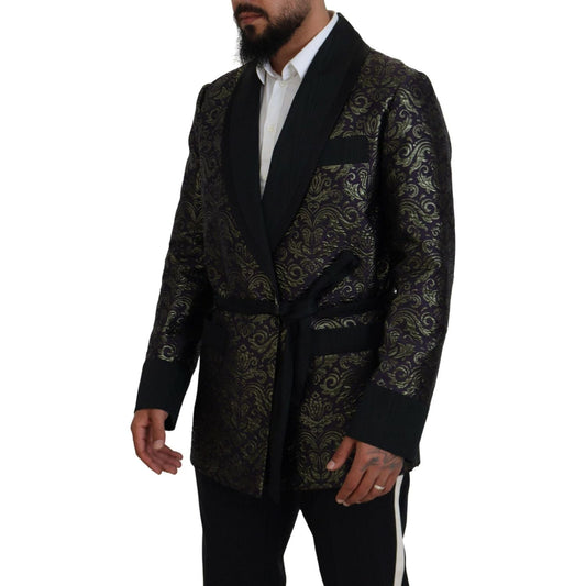 Dolce & Gabbana Gold Jacquard Robe Jacket gold-purple-baroque-jacket-blazer-robe