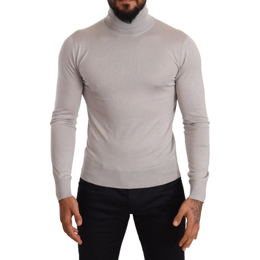 Dolce & Gabbana Elegant Cashmere-Silk Blend Turtleneck gray-cashmere-turtleneck-pullover-sweater-1