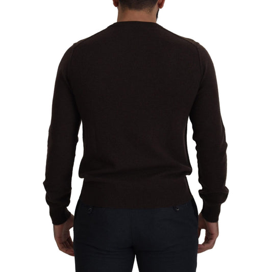 Dolce & Gabbana Elegant Cashmere Crew Neck Sweater brown-cashmere-crew-neck-pullover-sweater