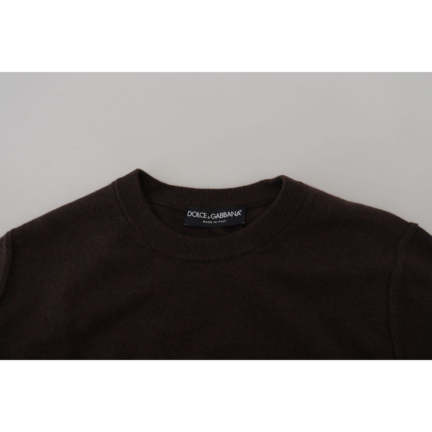 Dolce & Gabbana Elegant Cashmere Crew Neck Sweater brown-cashmere-crew-neck-pullover-sweater