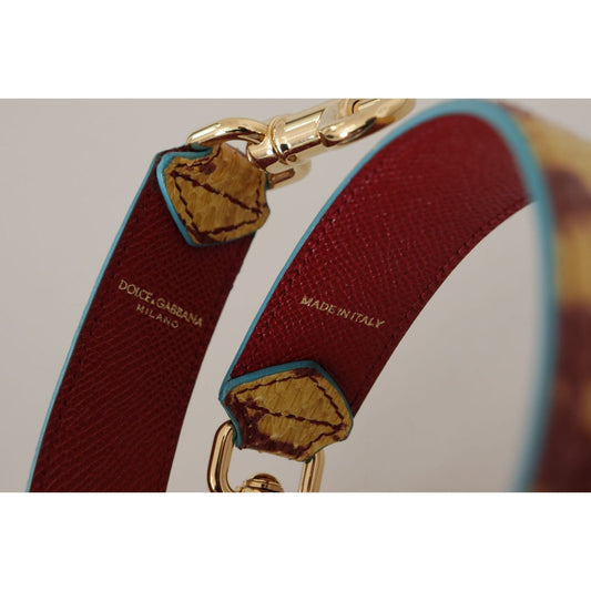Dolce & Gabbana Elegant Ayers Leather Bag Strap yellow-red-leather-gold-tone-shoulder-strap